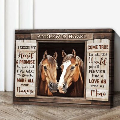 Personalized Rustic Love Story Horse Canvas