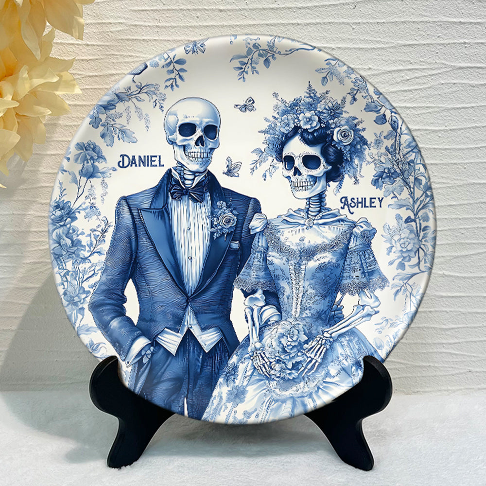 Couple Skull - Personalized Couple Ceramic Plate