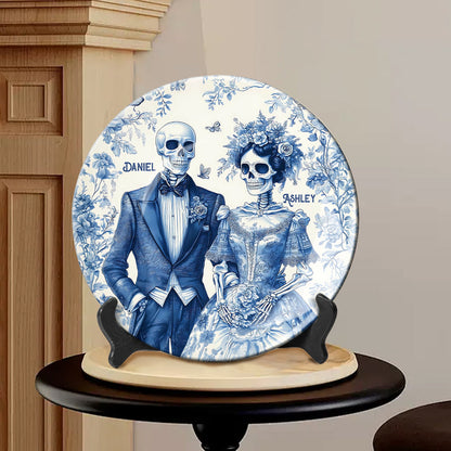 Couple Skull - Personalized Couple Ceramic Plate