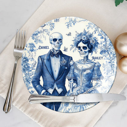 Couple Skull - Personalized Couple Ceramic Plate