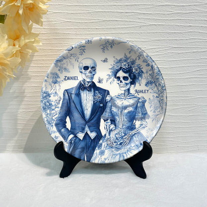 Couple Skull - Personalized Couple Ceramic Plate