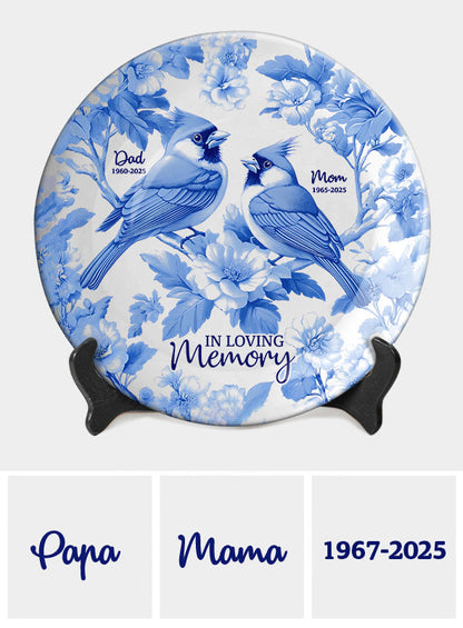 In Loving Memory - Personalized Cardinal Memorial Ceramic Plate