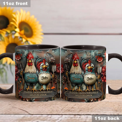 This Old Rooster Loves His Cute Chick - Personalized Chicken Accent Mug