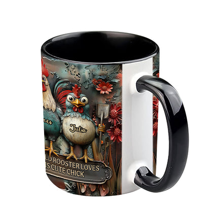 This Old Rooster Loves His Cute Chick - Personalized Chicken Accent Mug