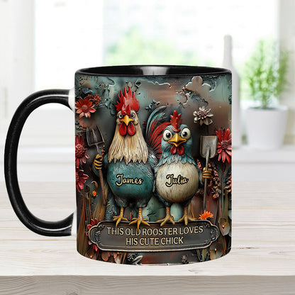 This Old Rooster Loves His Cute Chick - Personalized Chicken Accent Mug