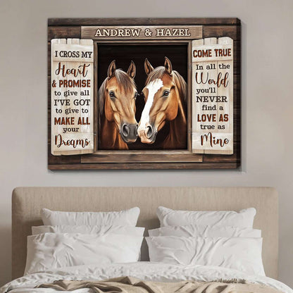 Personalized Rustic Love Story Horse Canvas