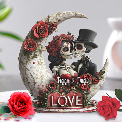 Skull Of Love - Personalized Couple Custom Shaped Acrylic Plaque