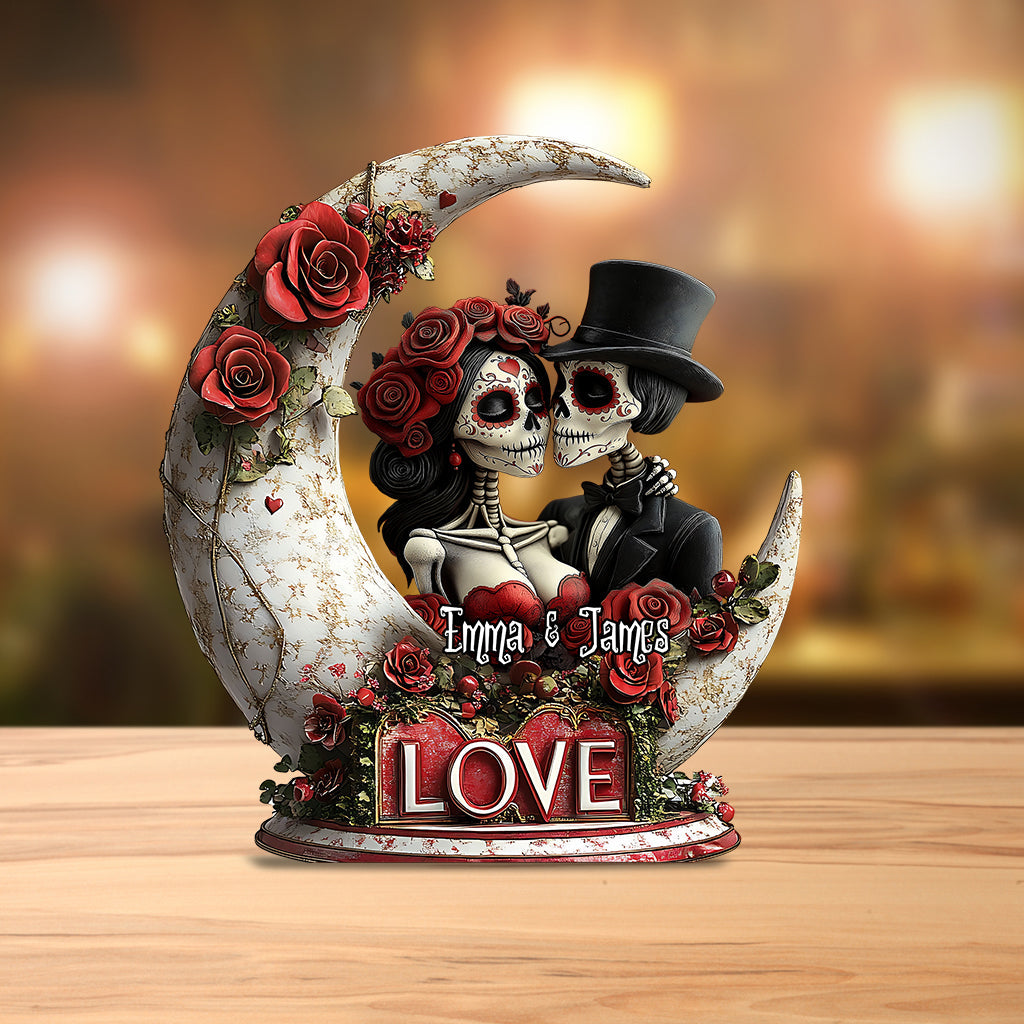 Skull Of Love - Personalized Couple Custom Shaped Acrylic Plaque