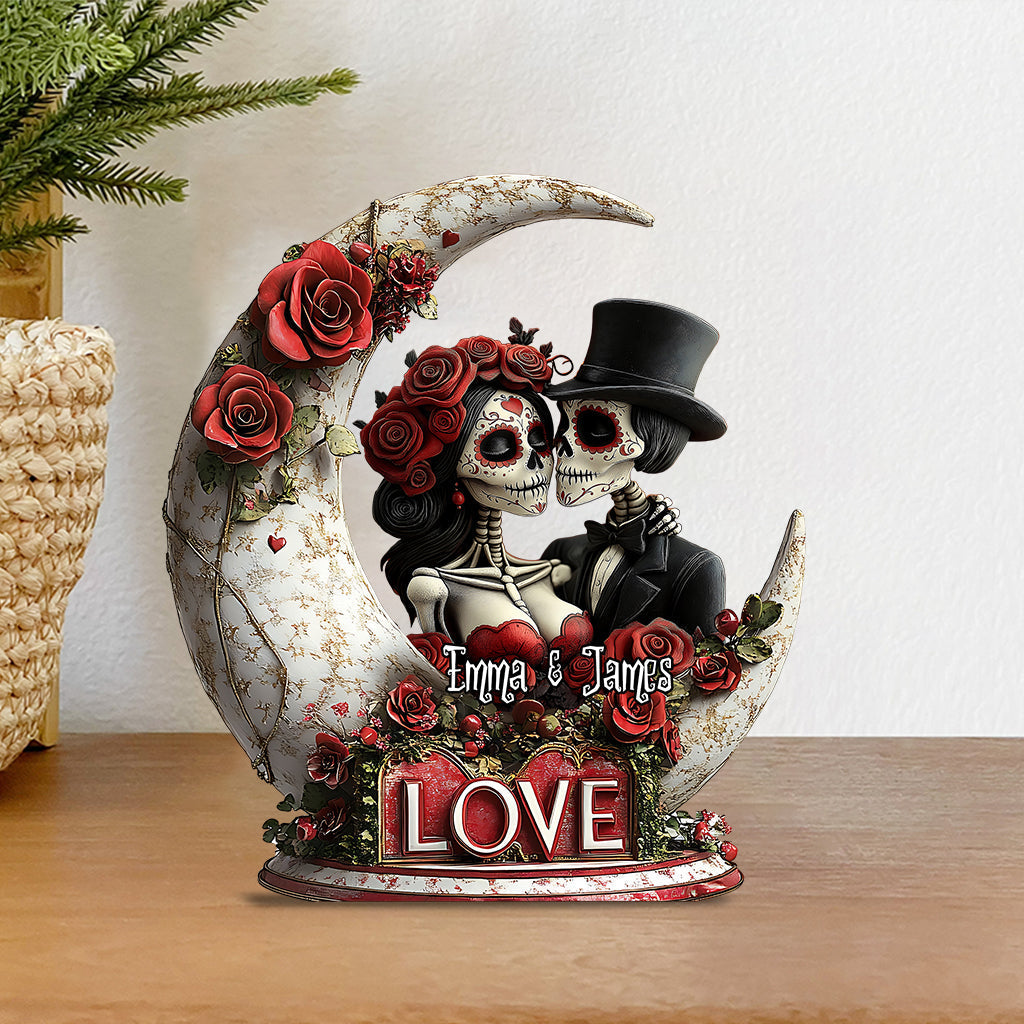 Skull Of Love - Personalized Couple Custom Shaped Acrylic Plaque