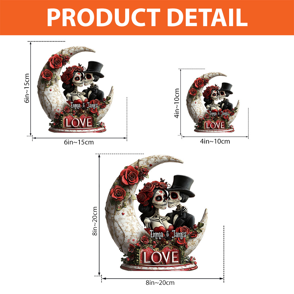 Skull Of Love - Personalized Couple Custom Shaped Acrylic Plaque