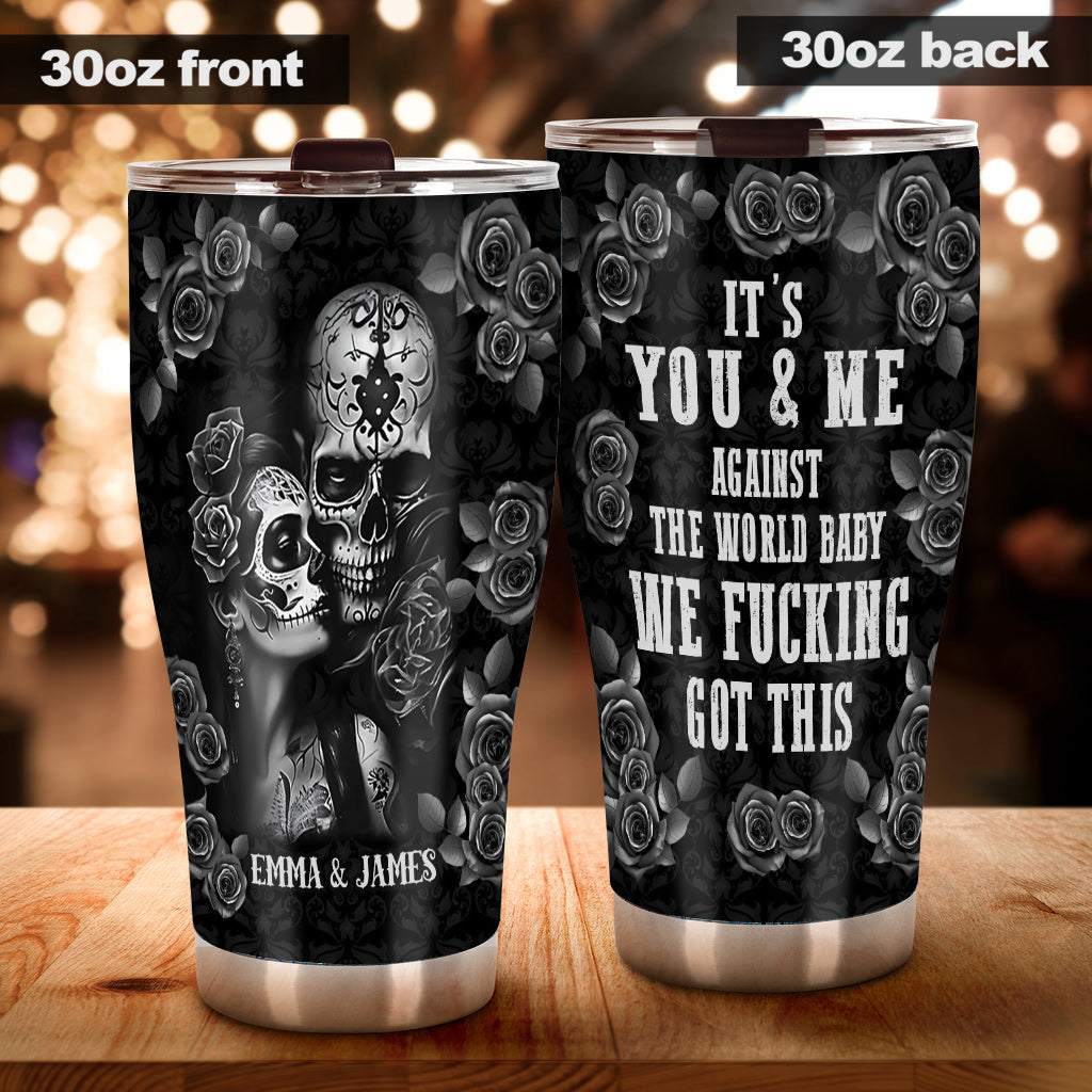 It's You & Me - Personalized Skull Couple Tumbler