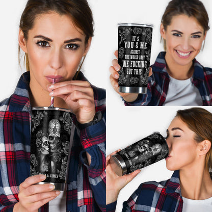 It's You & Me - Personalized Skull Couple Tumbler