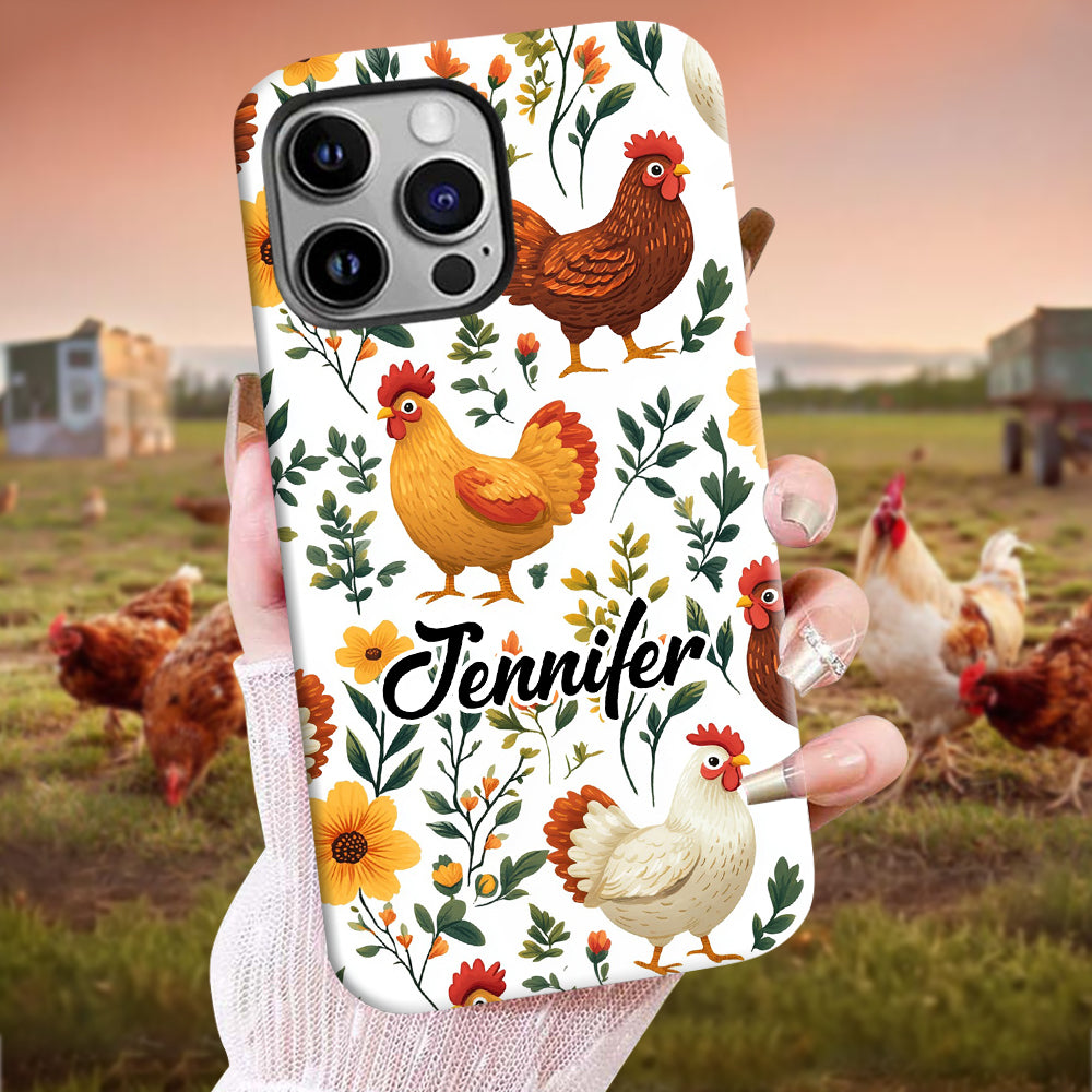 Cute Flowers Chickens - Personalized Chicken Full Print Phone Case