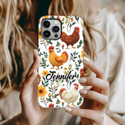 Cute Flowers Chickens - Personalized Chicken Full Print Phone Case