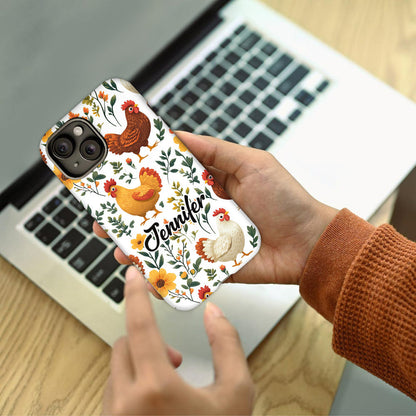 Cute Flowers Chickens - Personalized Chicken Full Print Phone Case