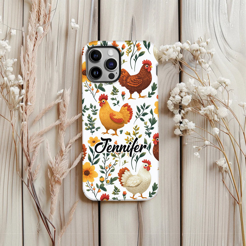 Cute Flowers Chickens - Personalized Chicken Full Print Phone Case