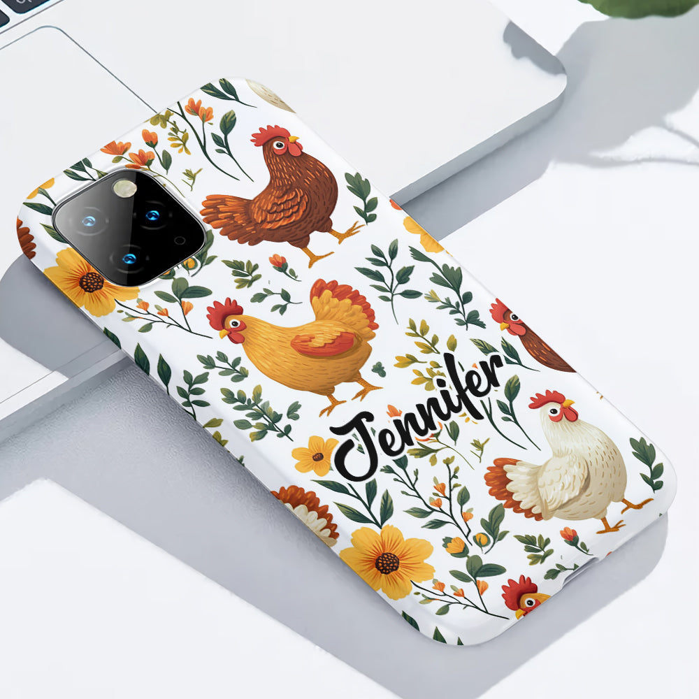 Cute Flowers Chickens - Personalized Chicken Full Print Phone Case