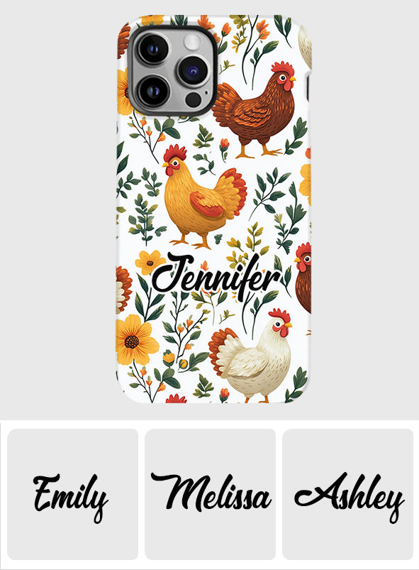 Cute Flowers Chickens - Personalized Chicken Full Print Phone Case