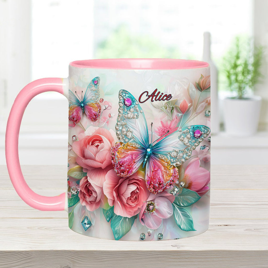 Beautiful Butterfly - Personalized Butterfly Accent Mug