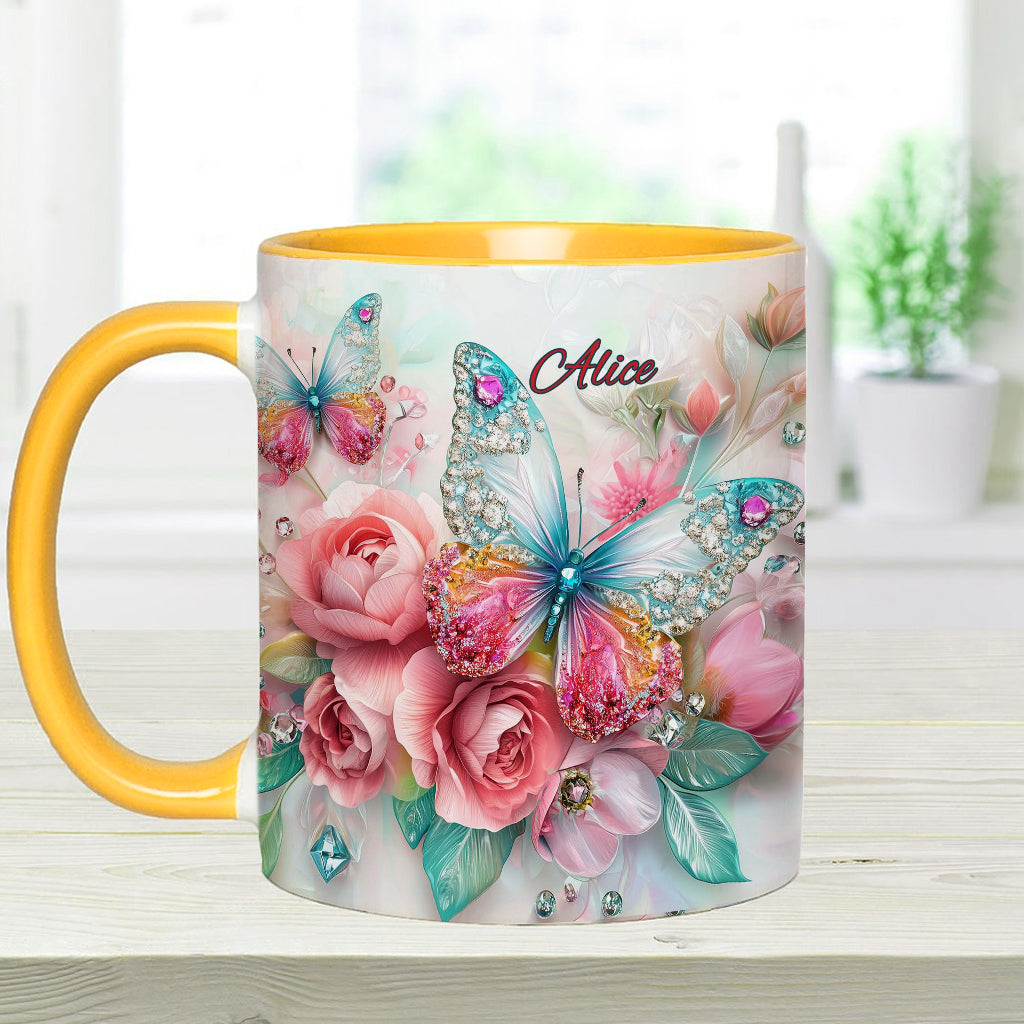 Beautiful Butterfly - Personalized Butterfly Accent Mug