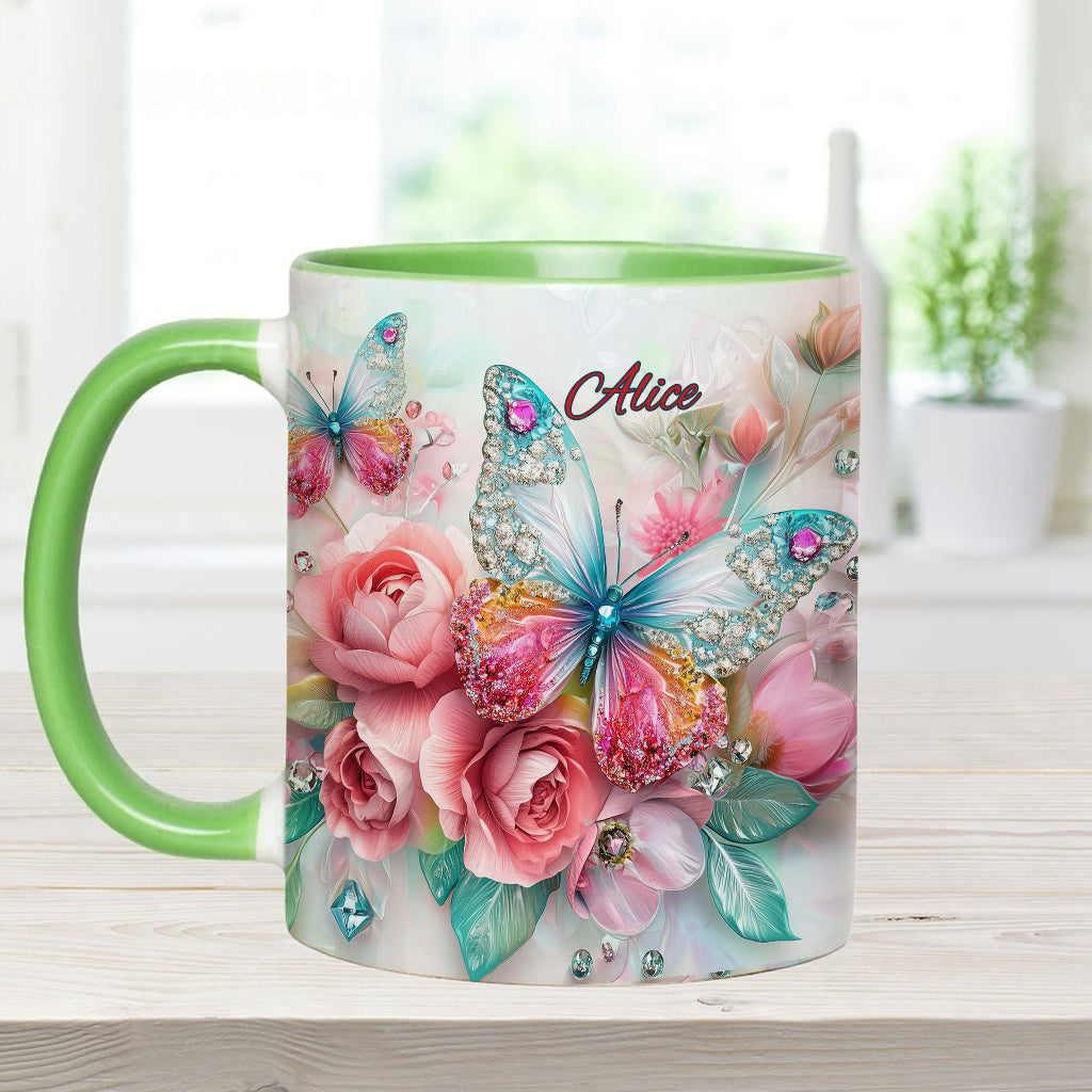 Beautiful Butterfly - Personalized Butterfly Accent Mug