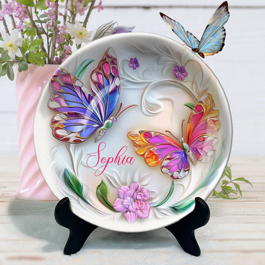 Beautiful Butterfly - Personalized Butterfly Ceramic Plate