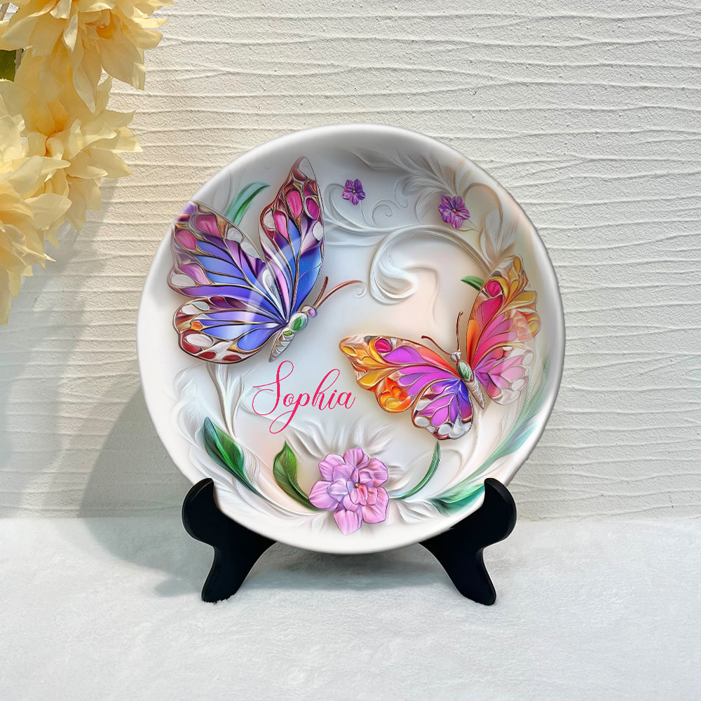 Beautiful Butterfly - Personalized Butterfly Ceramic Plate