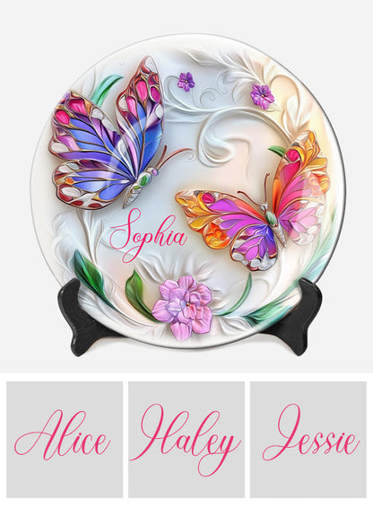 Beautiful Butterfly - Personalized Butterfly Ceramic Plate