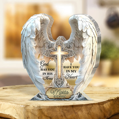 God Has You In His Arms - Personalized Memorial Custom Shaped Acrylic Plaque