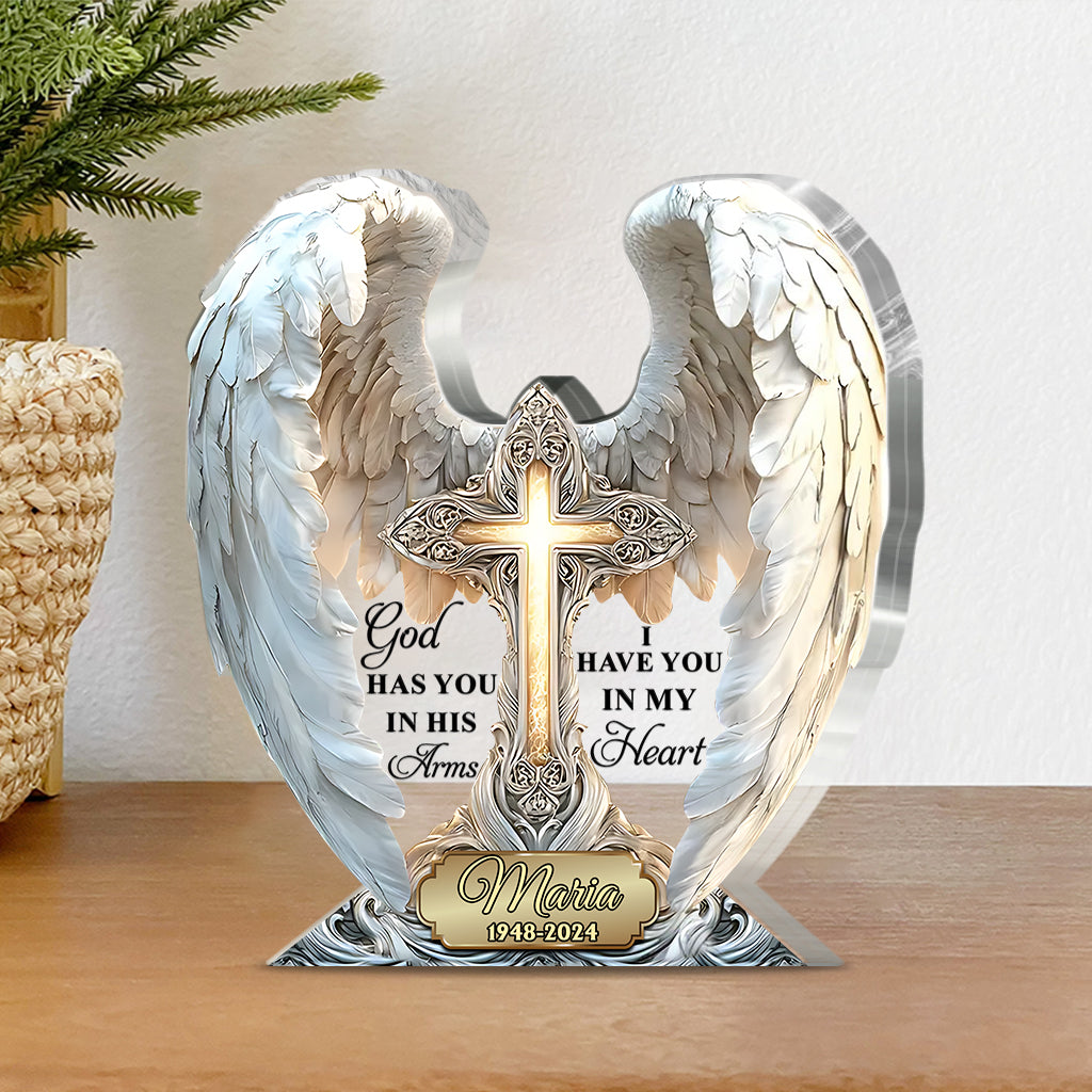 God Has You In His Arms - Personalized Memorial Custom Shaped Acrylic Plaque