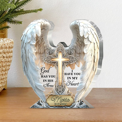 God Has You In His Arms - Personalized Memorial Custom Shaped Acrylic Plaque