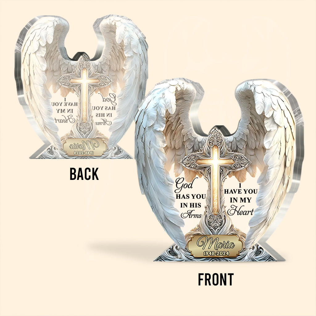 God Has You In His Arms - Personalized Memorial Custom Shaped Acrylic Plaque