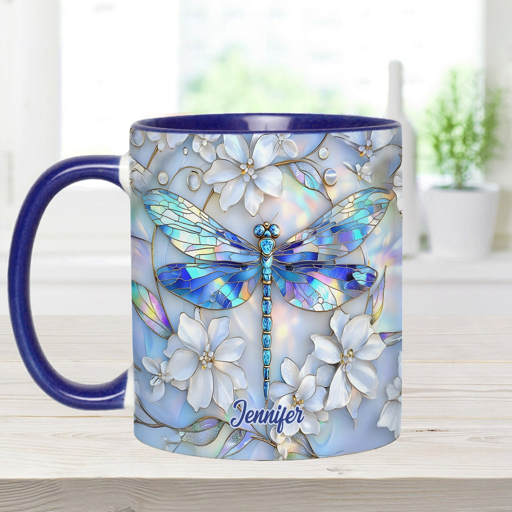 Vintage Dragonfly - Personalized Dragonfly Accent Mug