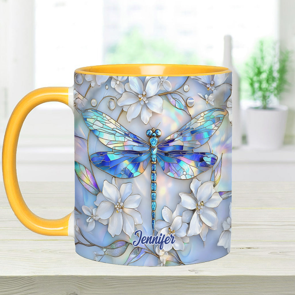 Vintage Dragonfly - Personalized Dragonfly Accent Mug