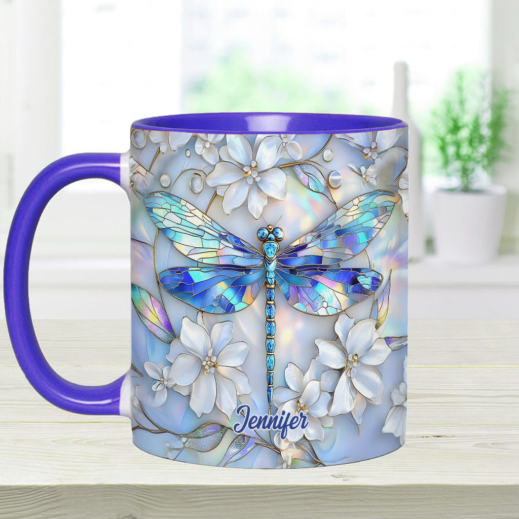 Vintage Dragonfly - Personalized Dragonfly Accent Mug