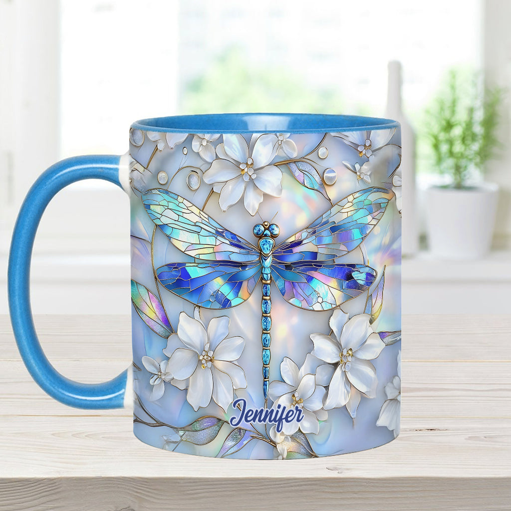 Vintage Dragonfly - Personalized Dragonfly Accent Mug