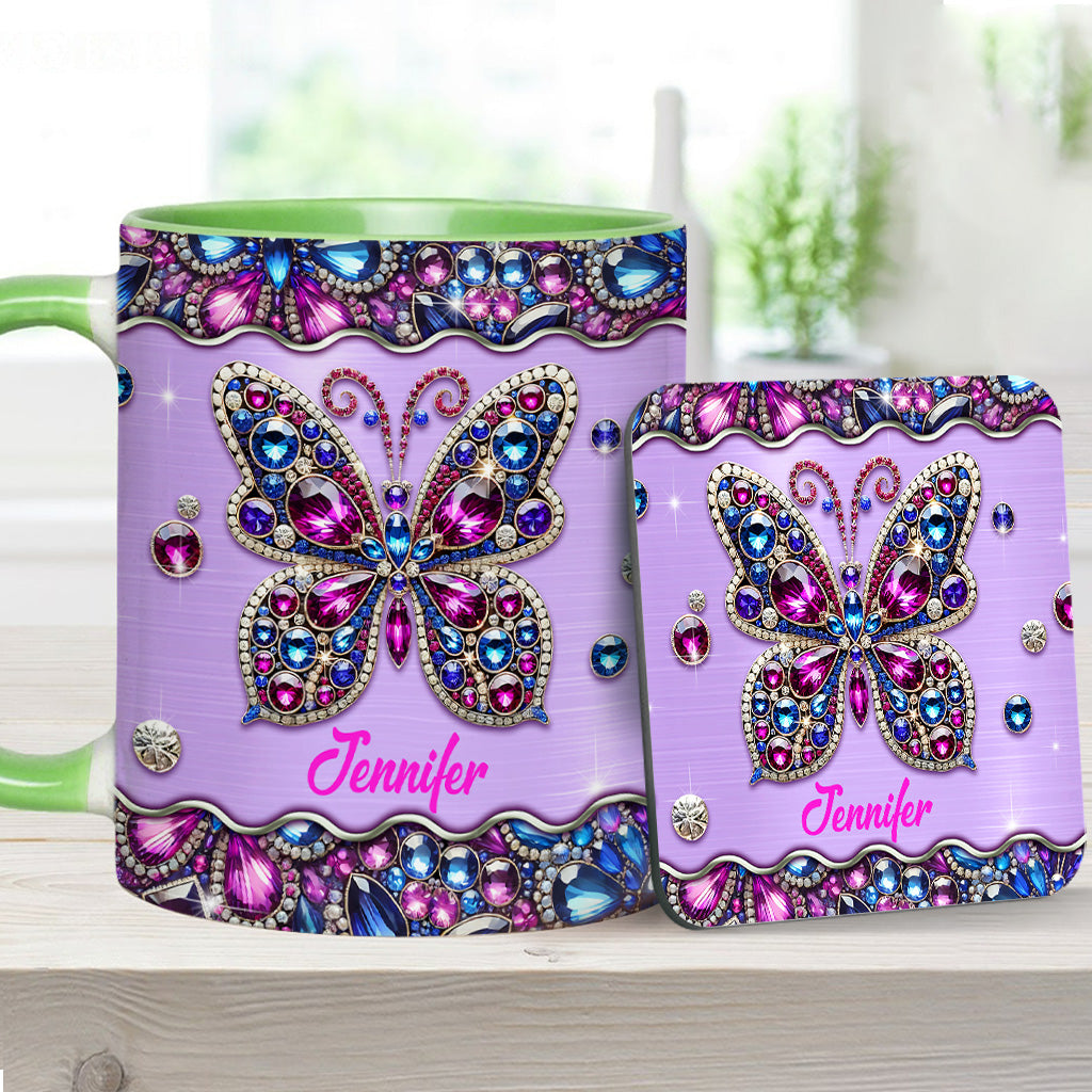 Sparkle Butterfly - Personalized Butterfly Accent Mug