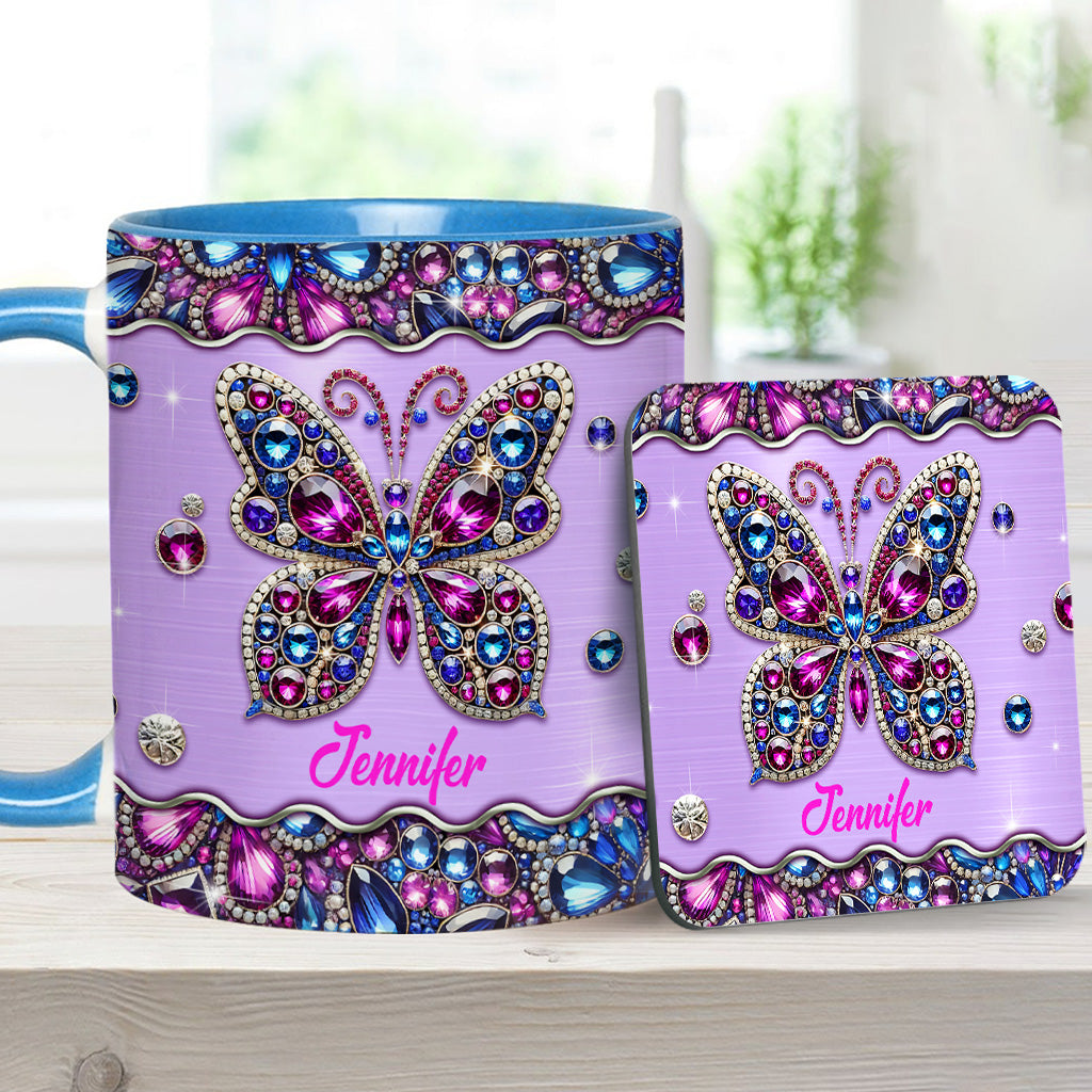 Sparkle Butterfly - Personalized Butterfly Accent Mug