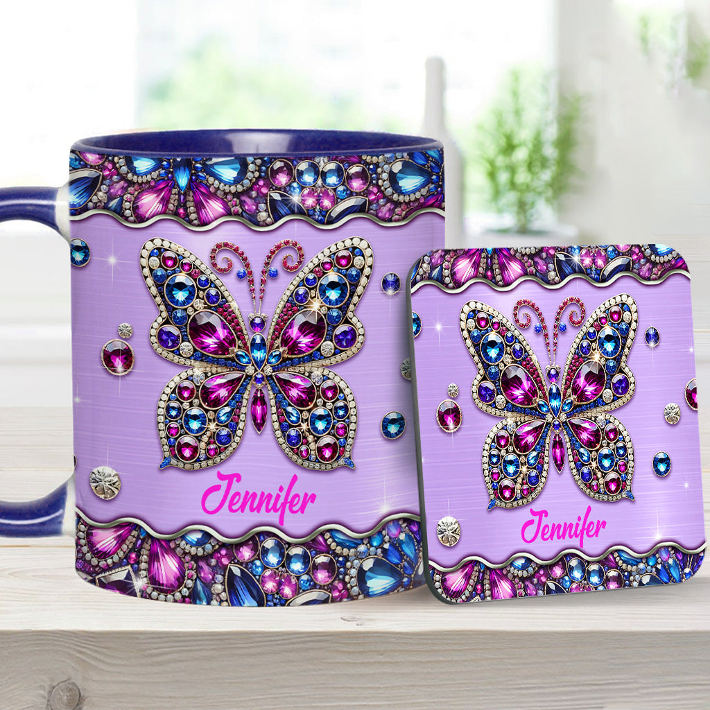 Sparkle Butterfly - Personalized Butterfly Accent Mug