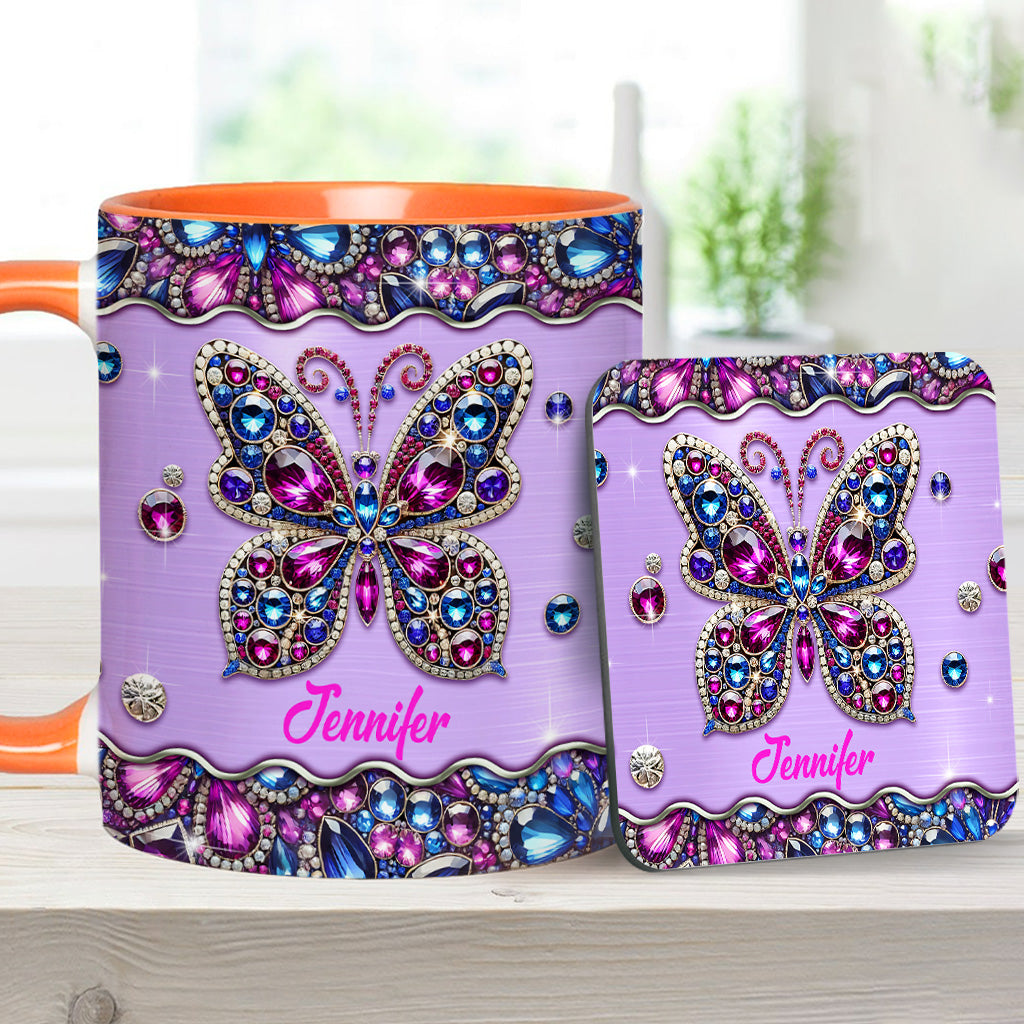 Sparkle Butterfly - Personalized Butterfly Accent Mug