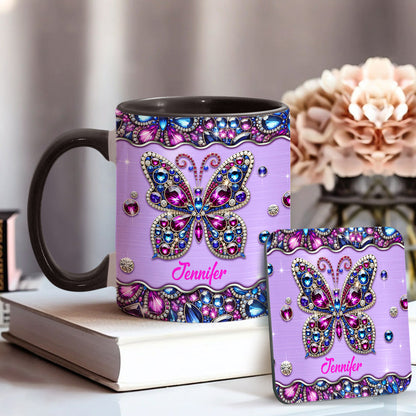 Sparkle Butterfly - Personalized Butterfly Accent Mug