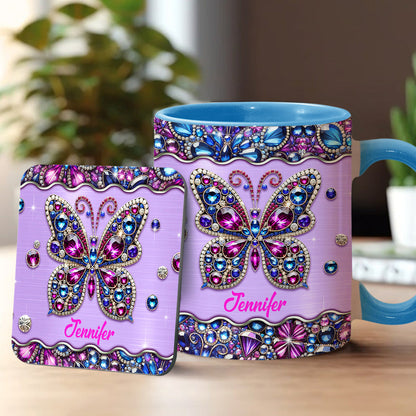 Sparkle Butterfly - Personalized Butterfly Accent Mug