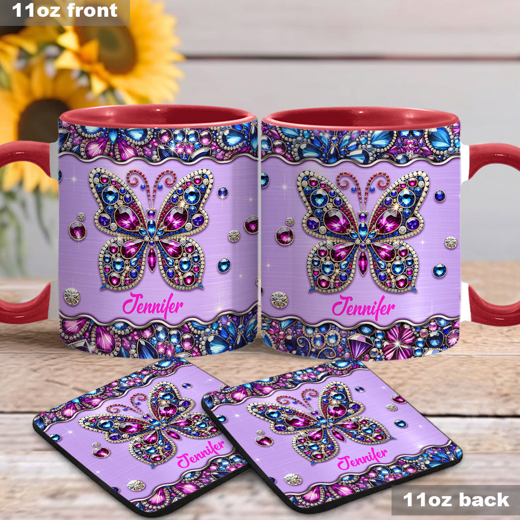 Sparkle Butterfly - Personalized Butterfly Accent Mug