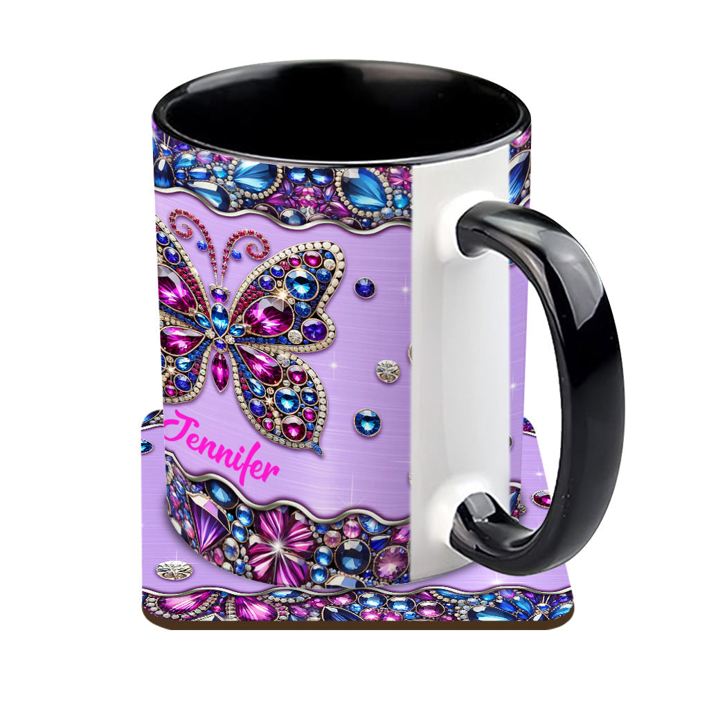 Sparkle Butterfly - Personalized Butterfly Accent Mug