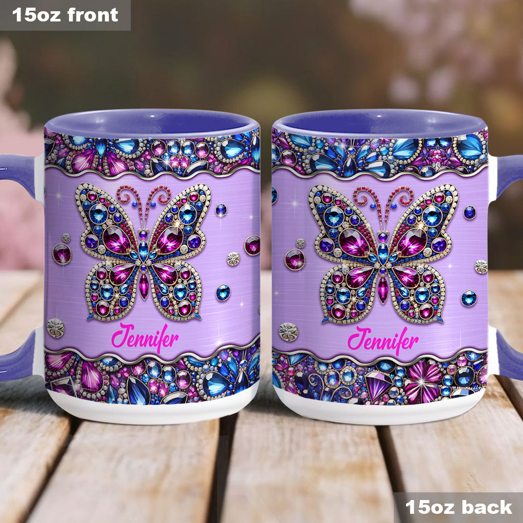 Sparkle Butterfly - Personalized Butterfly Accent Mug