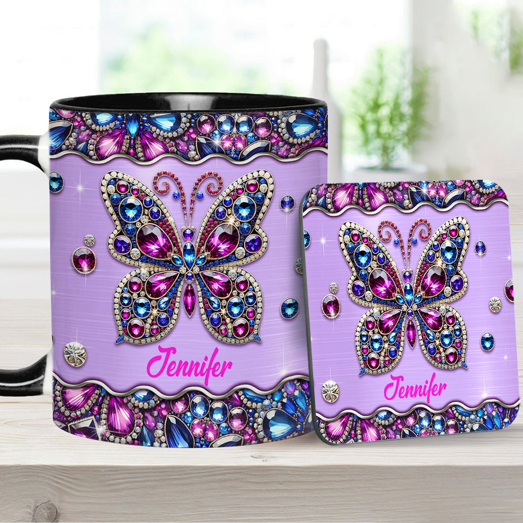 Sparkle Butterfly - Personalized Butterfly Accent Mug