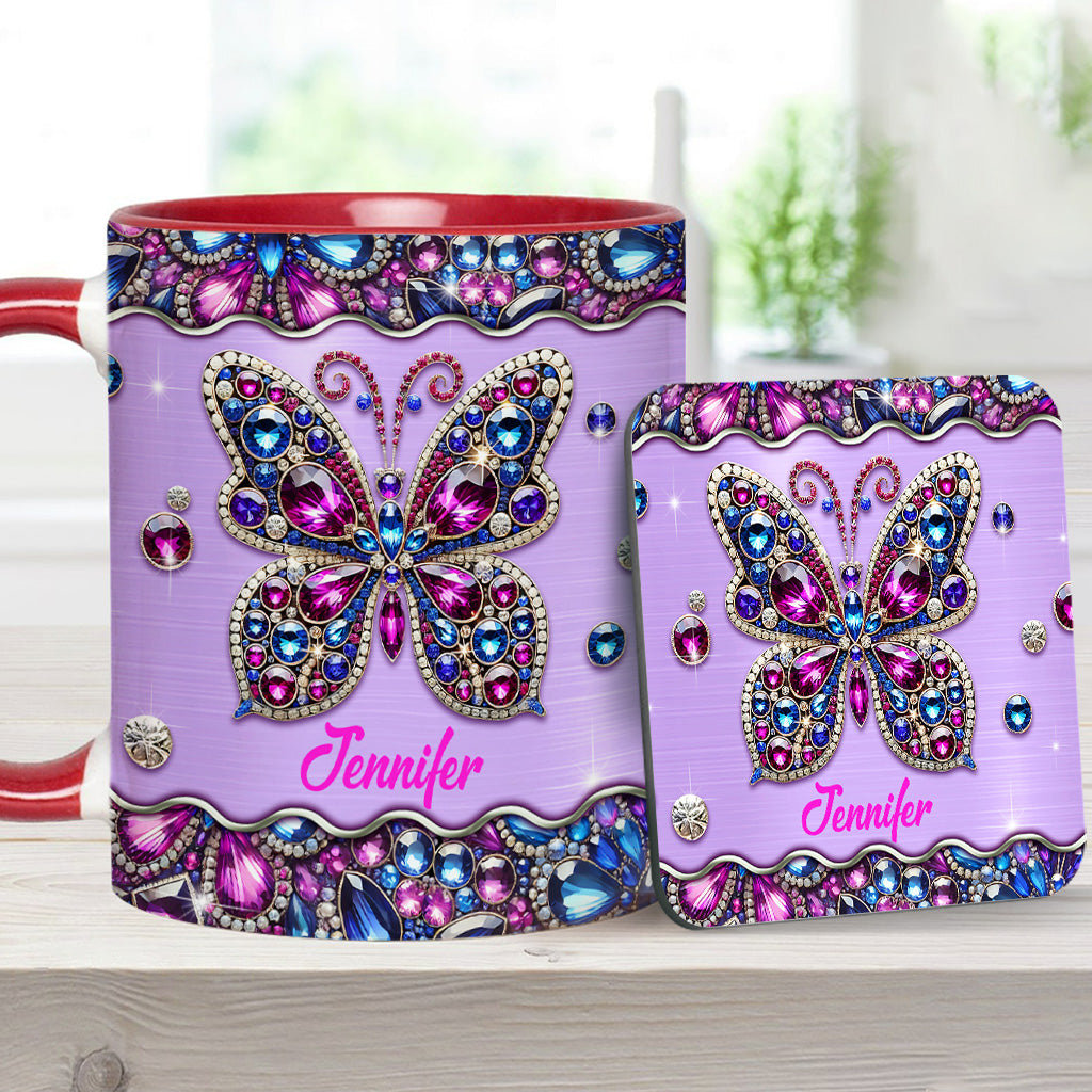 Sparkle Butterfly - Personalized Butterfly Accent Mug