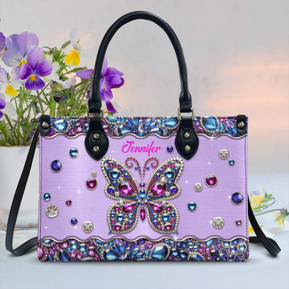 Sparkle Butterfly - Personalized Butterfly Leather Handbag