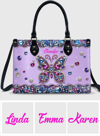 Sparkle Butterfly - Personalized Butterfly Leather Handbag