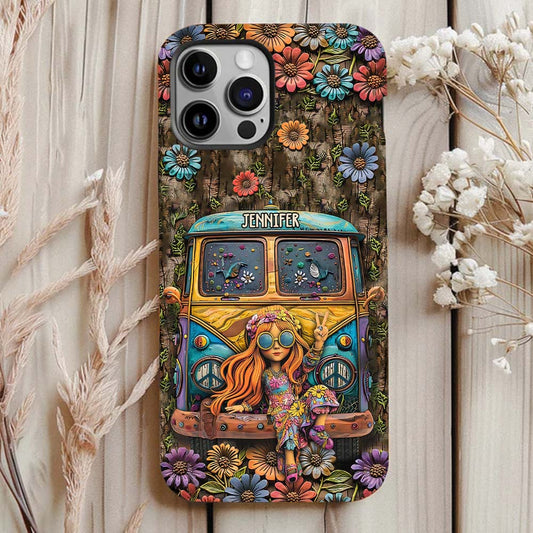 Hippie Bus And Girl - Personalized Hippie Full Print Phone Case